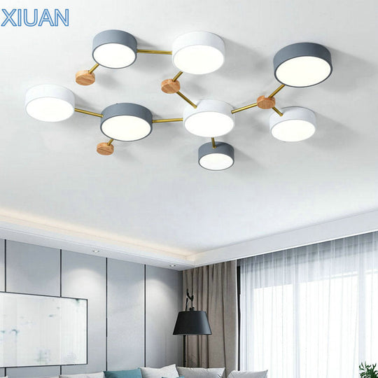 Nordic Wood Ceiling Chandelier Light Ac 90 - 260V Led Living Room Lamp For Bedroom Children Baby