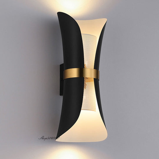 Lara’s Black &amp; Gold Led Wall Sconce For Bedroom Aisle Living Room Light