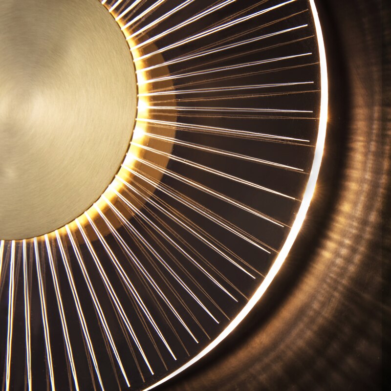 Modern Copper Wall Lamp Golden Round High Light Transmittance Acrylic Living Room Sofa Background