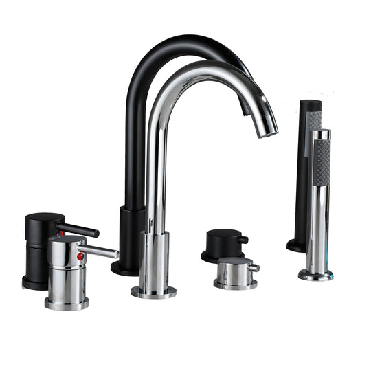 4Pcs Bathroom Bathtub Faucet Basin Deck Mounted Handheld Tub Mixer Tap Cold Hot Water With Hand