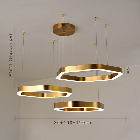 Modern Led Chandelier Gold Living Room Lamp Luxury Creative Stainless Shop Light Fixture