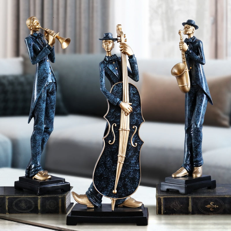 Resin Musician Band Statues: Artistic Home And Cafe Decor For Music Enthusiasts Decor