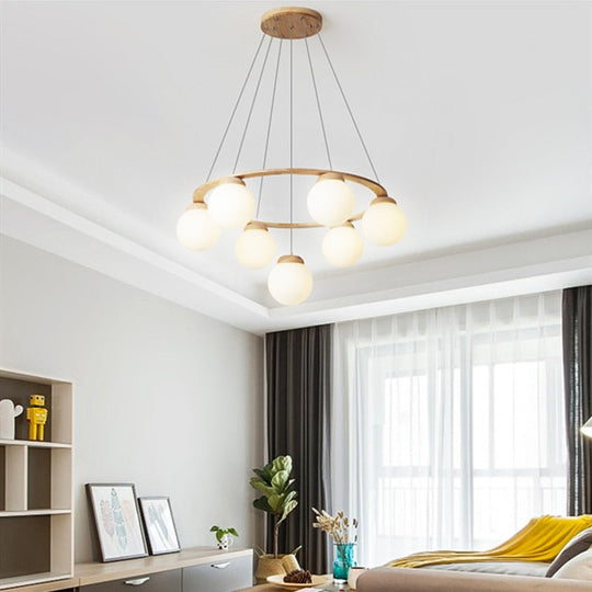 Versatile Multi - Head Led Round Glass Ball Pendant Lighting Chandelier - For Living Dining Kitchen