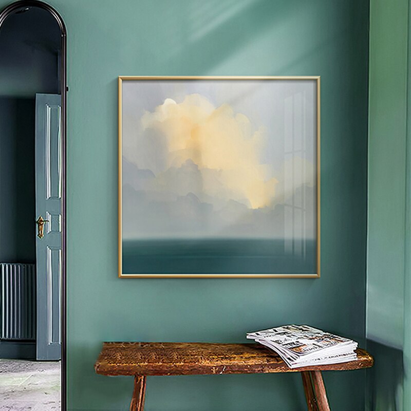 Abstract Seascape Poster Print: Serene Sea Surface And Clouds Wall Painting