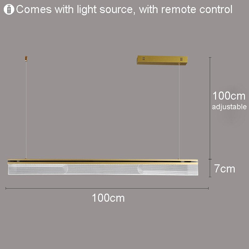 Nordic Modern Minimalist Rectangular Acrylic Dining Room Chandelier Living Iron Cord Pendant