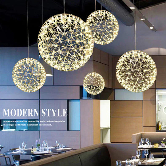 Modern Loft Spark Ball Led Pendant Light Firework Stainless Steel Lamps