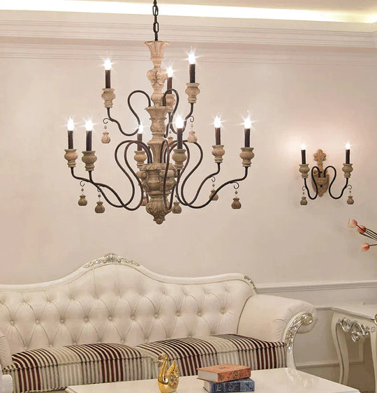 Nordic Country Retro Chandelier Nostalgic Living Room Restaurant Light In The Bedroom Wrought Iron