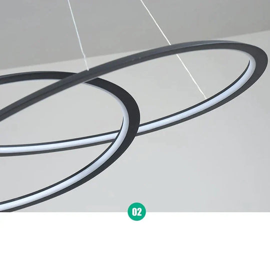 Household Simple Led Dining Room Lights Bedroom Wrought Iron Circular Lighting Lamps Pendant