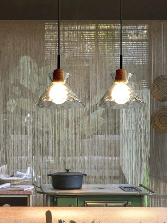 Designer’s Lamp Log Glass Small Chandelier Minimalist Dining Room Bar Staircase Porch Bedside