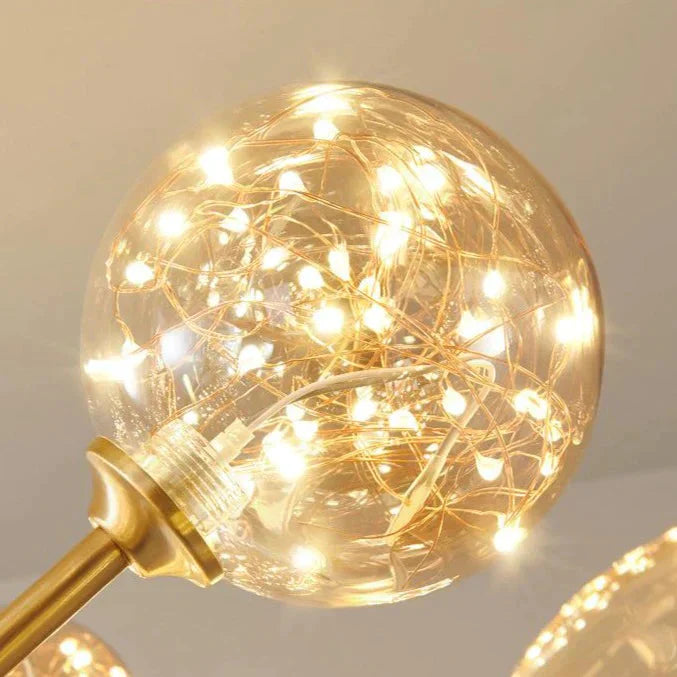 Nordic Light Luxury Crystal Living Room Chandelier All Copper Pendant