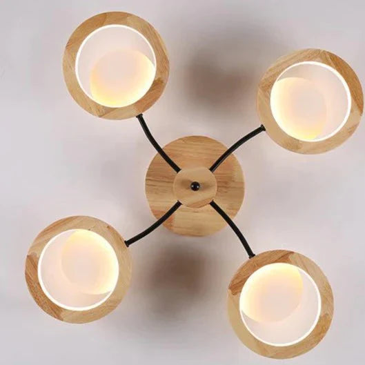 Simple Modern Atmosphere Solid Wood Ceiling Lamp Creative Bedroom Net Red Led Nordic Living Room