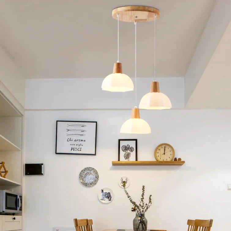 Nordic Restaurant Small Chandelier Solid Wood Creative Personality Single Head Three Bedside Bar