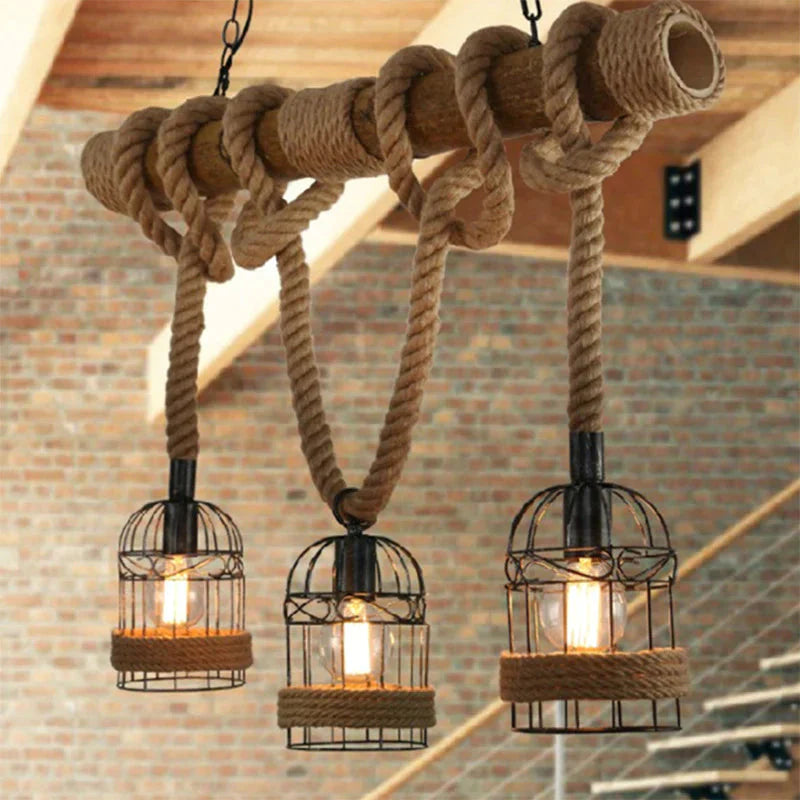 Vintage Restaurant Creative Hemp Rope Chandelier Pendant