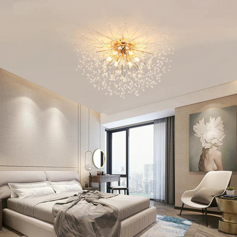 Bedroom Crystal Ceiling Lamp Dandelion Romantic Creative