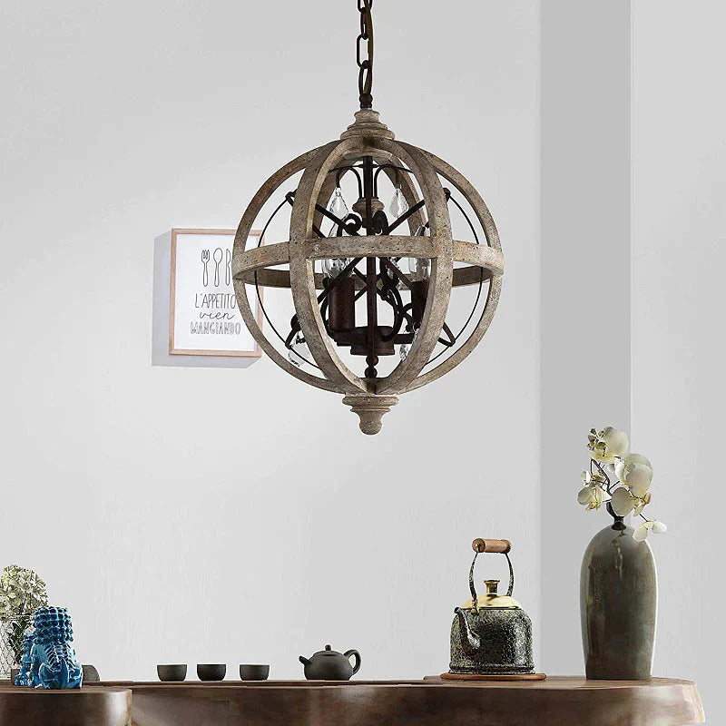Wooden Old Chandelier Living Room Corridor Restaurant Bar Decoration Pendant