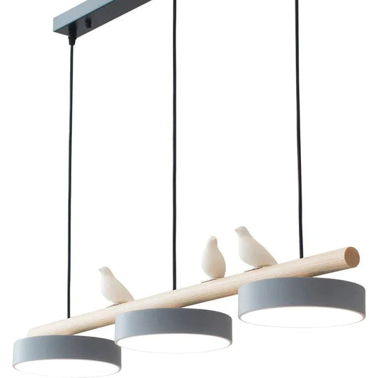 Restaurant Chandelier Three Head Bar Wooden Bird Pendant