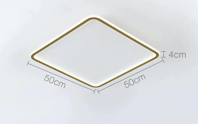 Nordic Bedroom Led Ceiling Lamp Full Copper Square