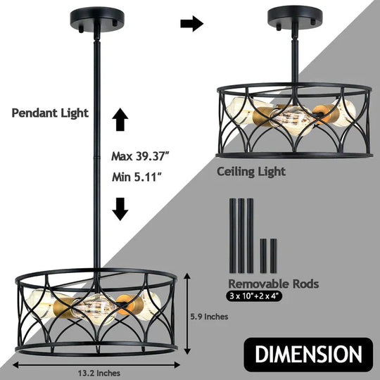 Vintage Industrial Wind Suction Top Lamp American Farmhouse Restaurant Bedroom Balcony Lamps B / No