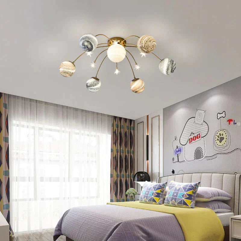 Creative Wandering Earth Sky Star Bedroom Lamp Space Planet Moon Living Room Warm Ceiling