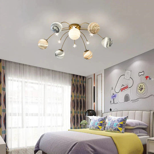 Creative Wandering Earth Sky Star Bedroom Lamp Space Planet Moon Living Room Warm Ceiling