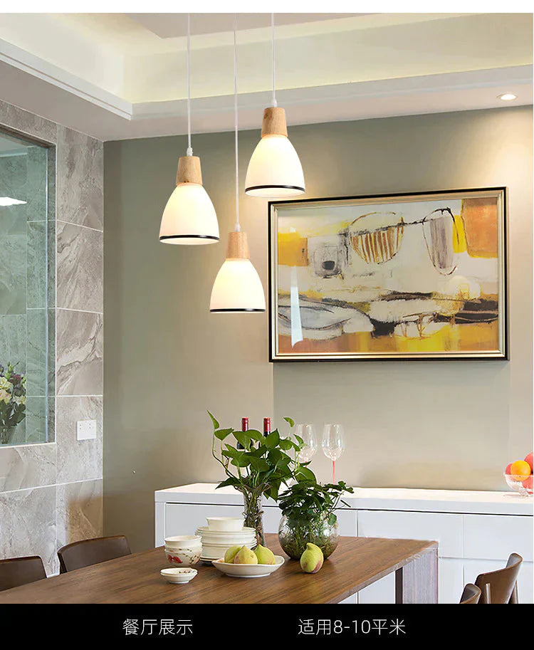 Nordic Restaurant Small Chandelier Solid Wood Creative Personality Japanese Single Head Bedside