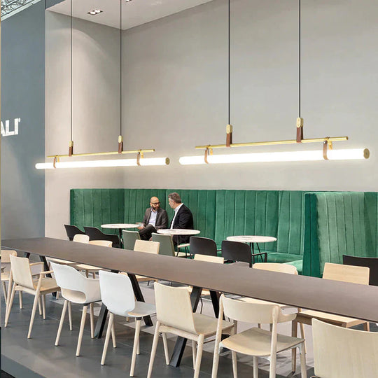 Nordic Simple Restaurant Lamp Living Room Cafe Chandelier Office Desk Bar Acrylic Led Strip Pendant