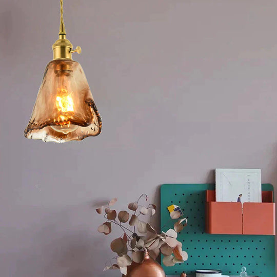Vintage Brass Chandelier Glass Lamp Art Creative Personality Pendant
