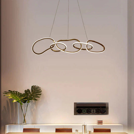 Nordic Personality Circle Stainless Steel Living Room Chandelier Pendant