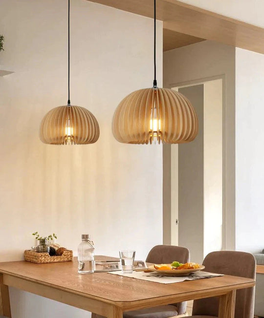 Retro Pumpkin Basswood Chandelier Atmosphere Lamp Pendant