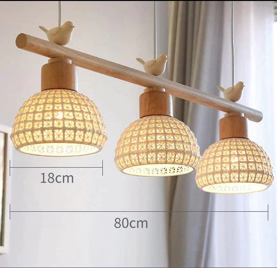 Dining Room Chandelier Three Solid Wood Table Bar Hanging Lamp Bedside Pendant