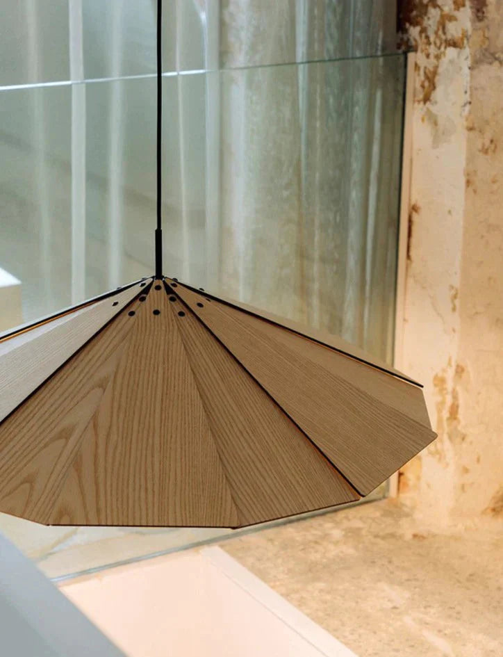 Nordic Minimalist Cafe Homestay Modern Wooden Flying Saucer Chandelier Pendant