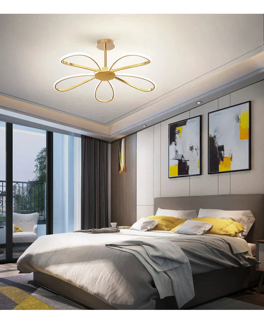 Petal Shaped Chandelier Simple Suction And Hanging Dual - Purpose New Led Bedroom Lamp Pendant