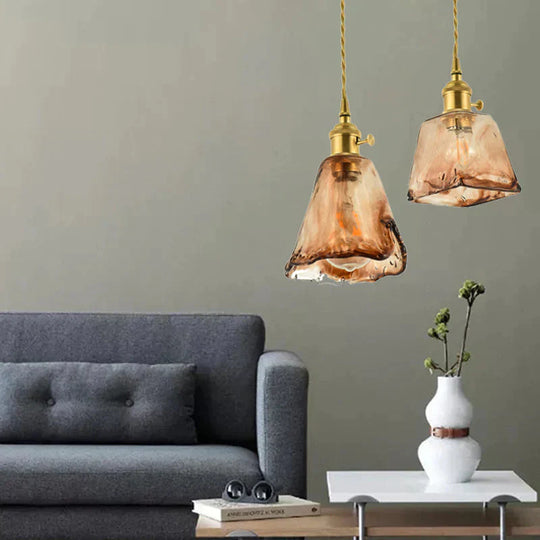 Vintage Brass Chandelier Glass Lamp Art Creative Personality Pendant