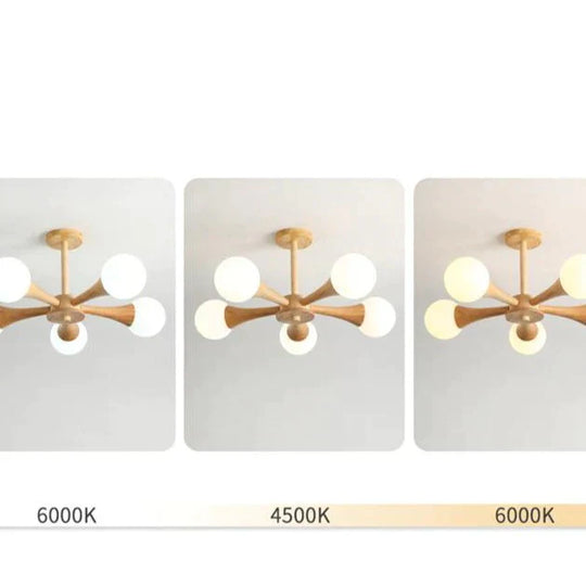 Nordic Log Dining Chandelier Solid Wood Bedroom Small Living Room Lights Wooden Lamps Pendant