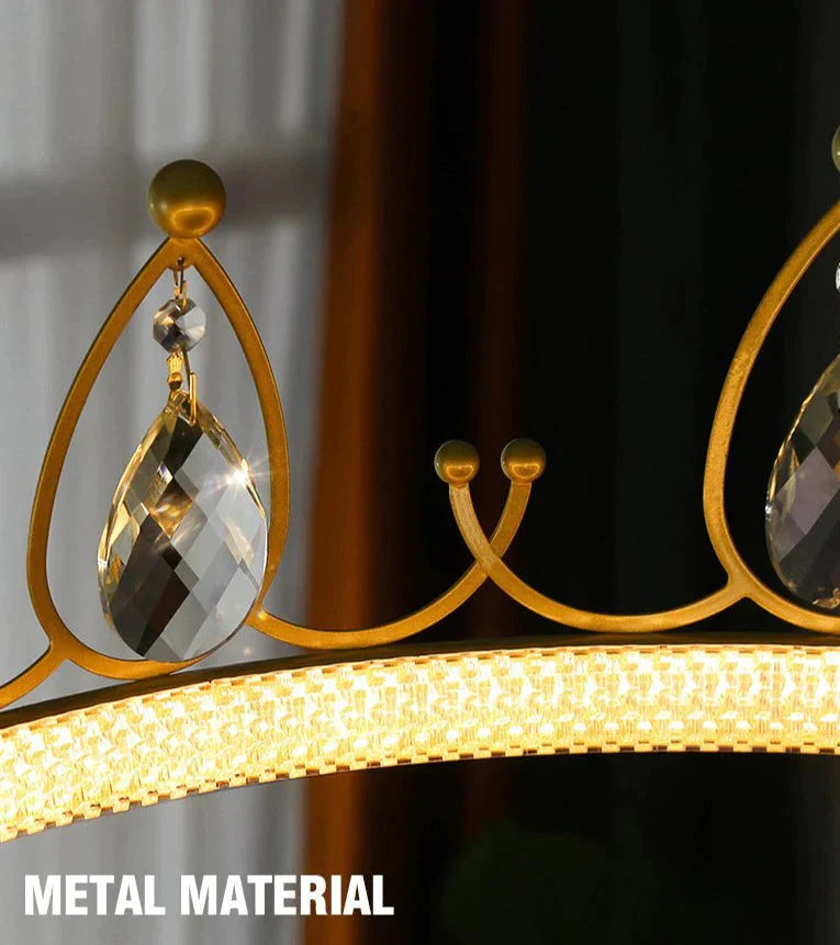 Chandelier Crown Luxury Living Room Bedroom Crystal Lamp Pendant