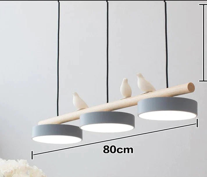 Restaurant Chandelier Three Head Bar Wooden Bird Gray / Trichromatic Light Pendant