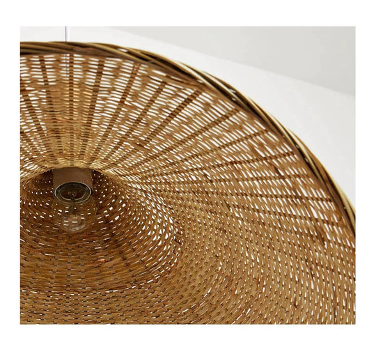 Bamboo Chandelier Rattan Straw Hat Lamp Stair Pendant