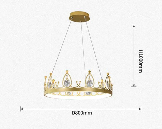 Chandelier Crown Luxury Living Room Bedroom Crystal Lamp Pendant