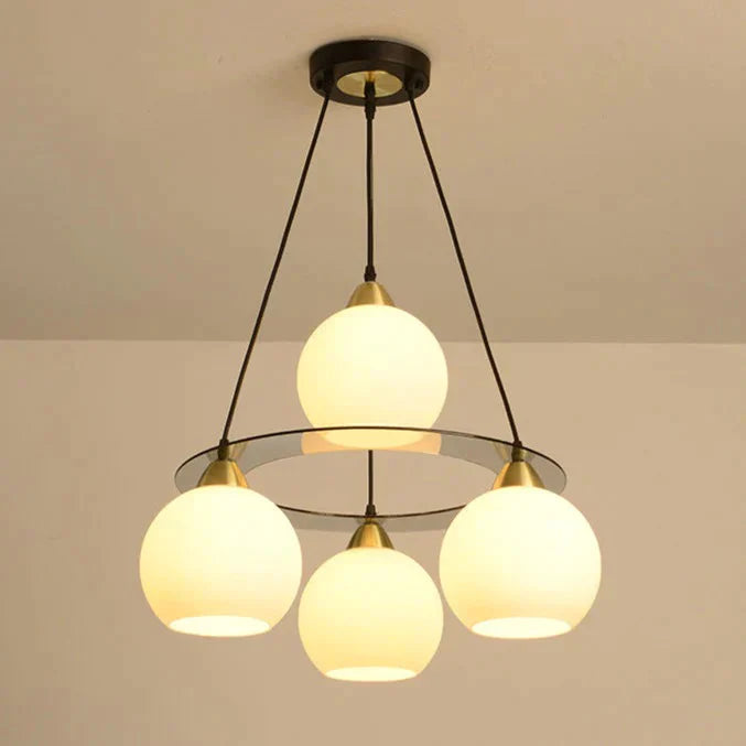 Restaurant Simple And Creative Chandelier Led Lamp Four Head Round Dining Room Living Bar Pendant