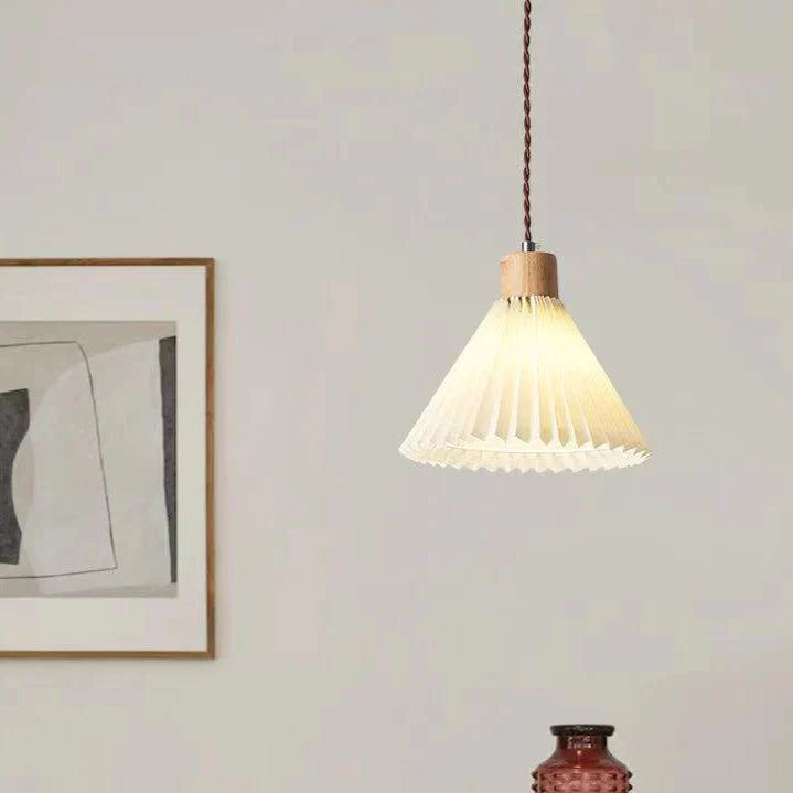 Nordic Pleated Bedside Chandelier Solid Wood Household Bedroom Dining Room B&amp;B Minimalist Creative