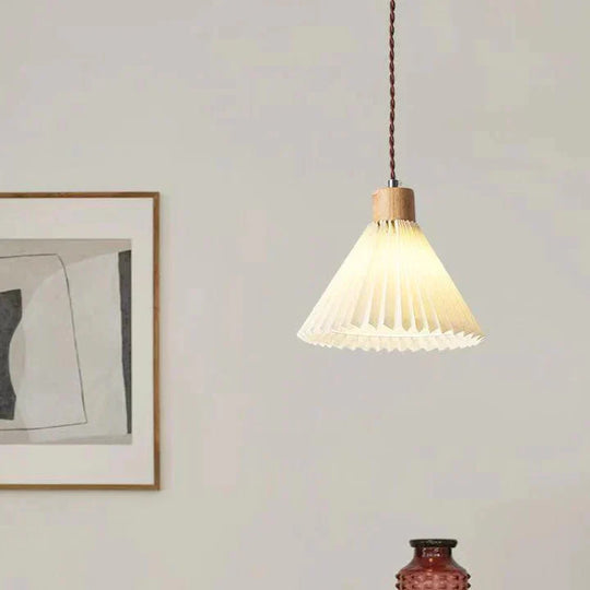 Nordic Pleated Bedside Chandelier Solid Wood Household Bedroom Dining Room B&amp;B Minimalist Creative