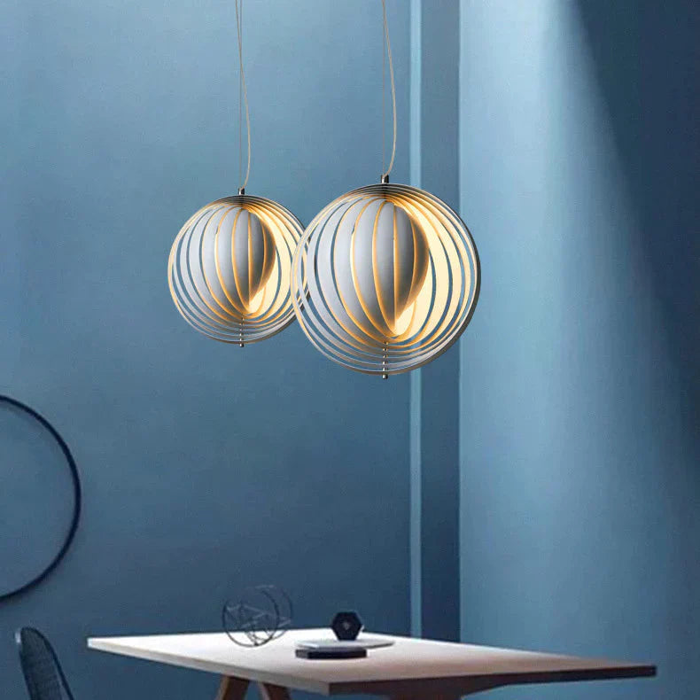 Rotary Moon Chandelier Living Room Bedroom Dining Lamps Wrought Iron Pendant