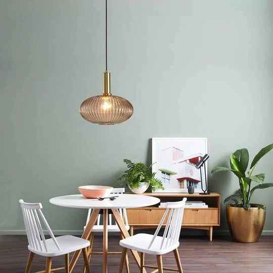 Nordic Creative Bar Restaurant Chandelier Simple Striped Lantern Single Online Celebrity Glass