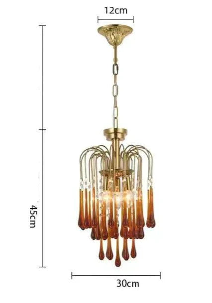 Retro Water Drop French Light Luxury Living Room Bedroom American Glass Chandelier Dia430Cm / Warm