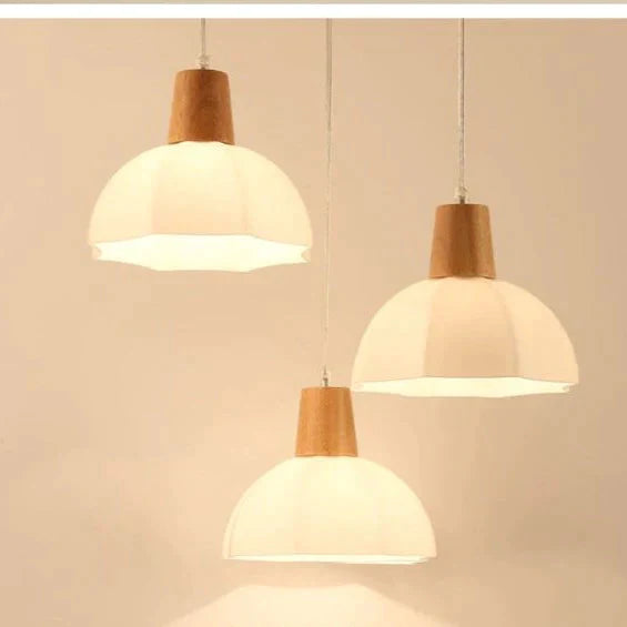 Nordic Restaurant Small Chandelier Solid Wood Creative Personality Single Head Three Bedside Bar