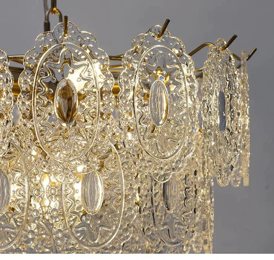 French Light Luxury Crystal All Copper Glass Retro Chandelier Pendant