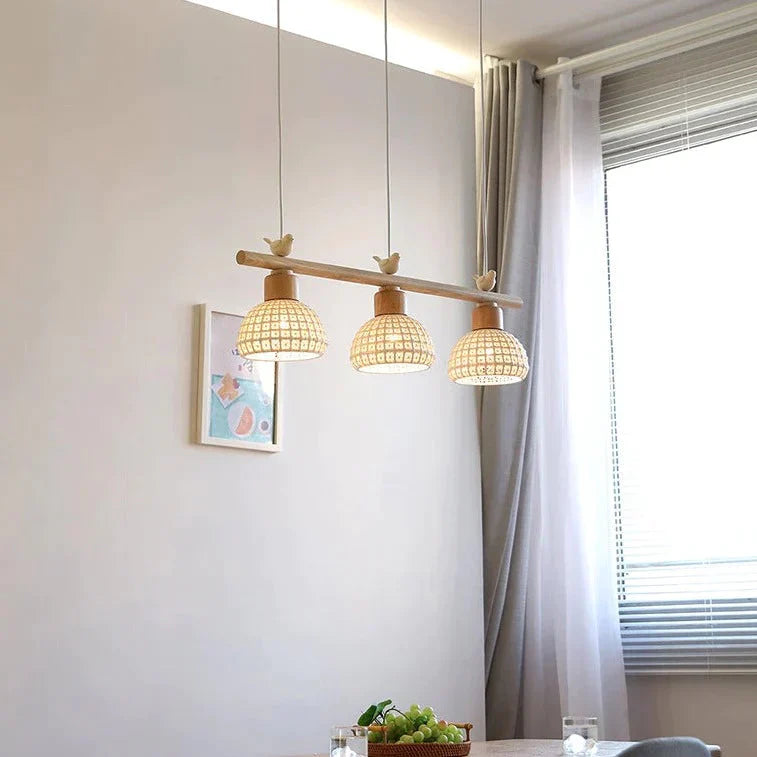 Dining Room Chandelier Three Solid Wood Table Bar Hanging Lamp Bedside D / 3 Heads Pendant