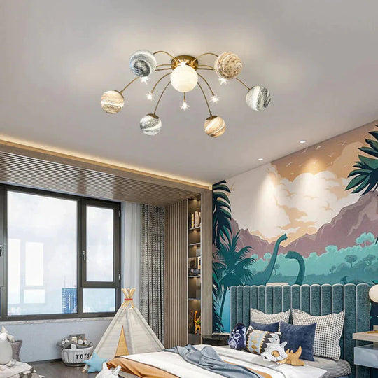 Creative Wandering Earth Sky Star Bedroom Lamp Space Planet Moon Living Room Warm Ceiling