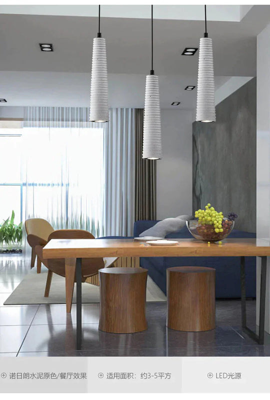 Simple Modern Creative Personality Bar Dining Room Bedside Single Three Cement Chandelier Pendant