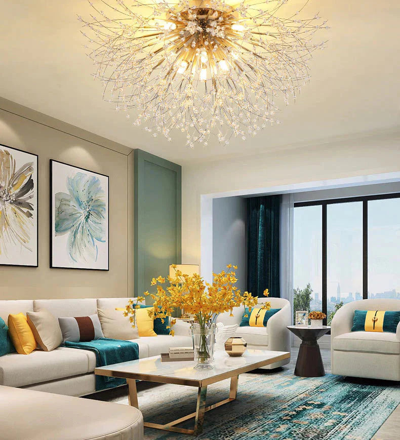 Bedroom Crystal Ceiling Lamp Dandelion Romantic Creative